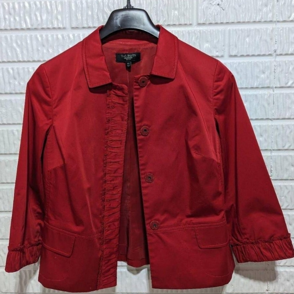 Talbots Red Blazer Jacket Elegant Wear Office Wear Career Minimalist